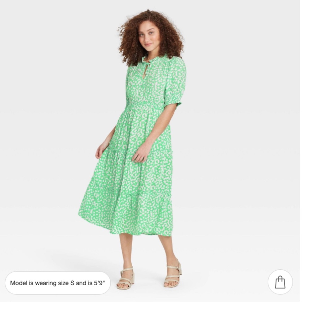 Green Prairie Style Midi Dress